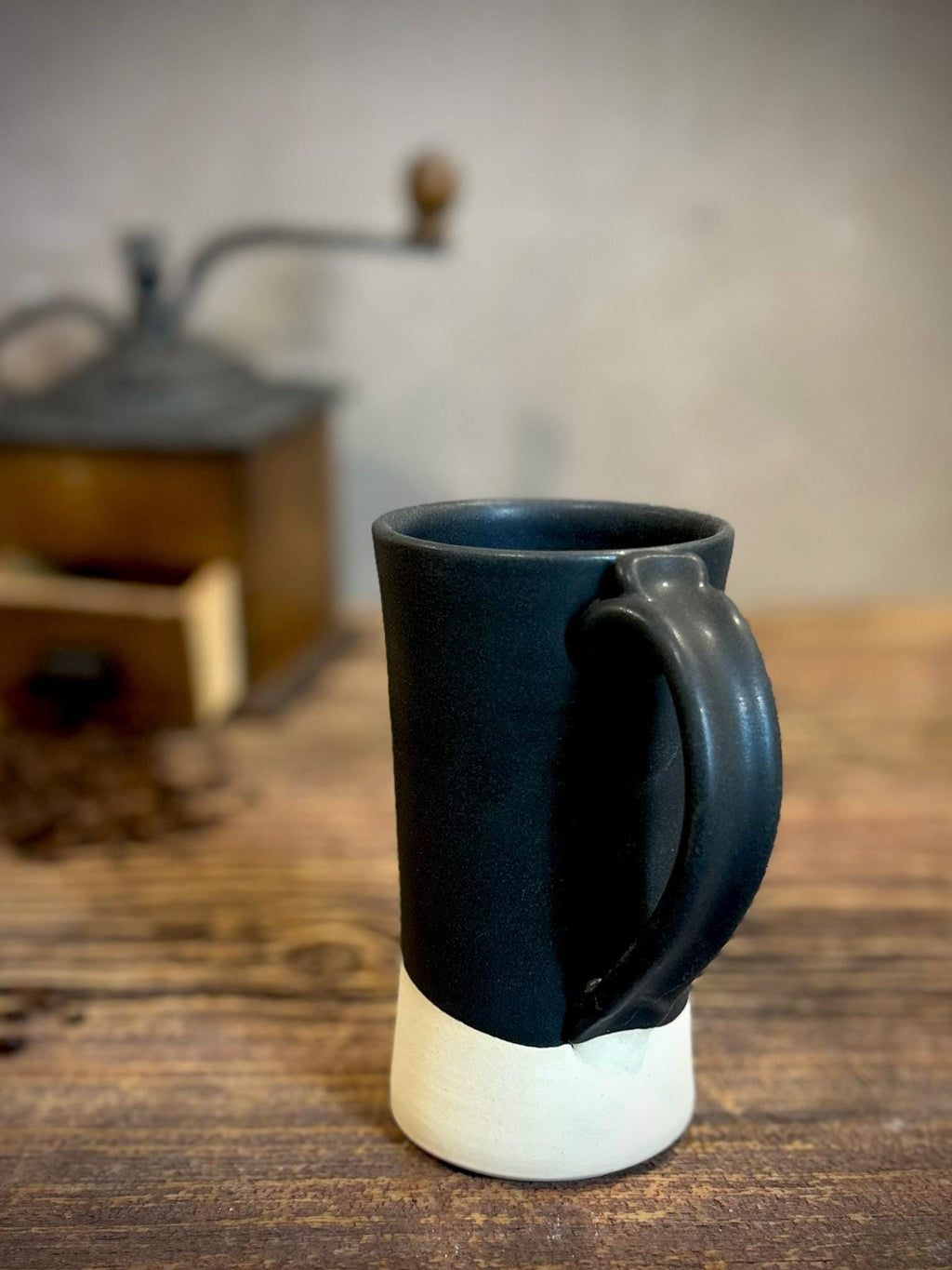 Handmade Ceramic Tall Mug with Multi-Use Lid SET | Blackstone | Pottery Coffee Cup | Wheel Thrown