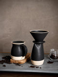 Handmade Stoneware Pour Over & Coffee Mug SET | Blackstone Bell Ceramic Mug Coffee Dripper SET | Wheel Thrown Pottery