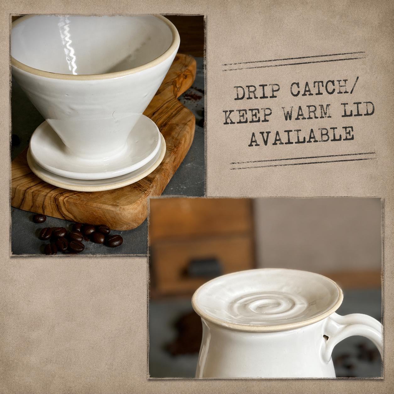 Handmade Stoneware Pour Over & Coffee Mug SET | White Dove Bell Ceramic Mug Coffee Dripper SET | Wheel Thrown Pottery