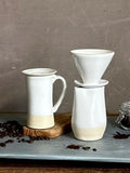 Handmade Stoneware Pour Over & Coffee Mug SET | White Dove Tall Ceramic Mug Coffee Dripper SET | Wheel Thrown Pottery