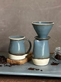 Handmade Stoneware Pour Over & Coffee Mug SET | Riverdrift Bell Ceramic Mug Coffee Dripper SET | Wheel Thrown Pottery