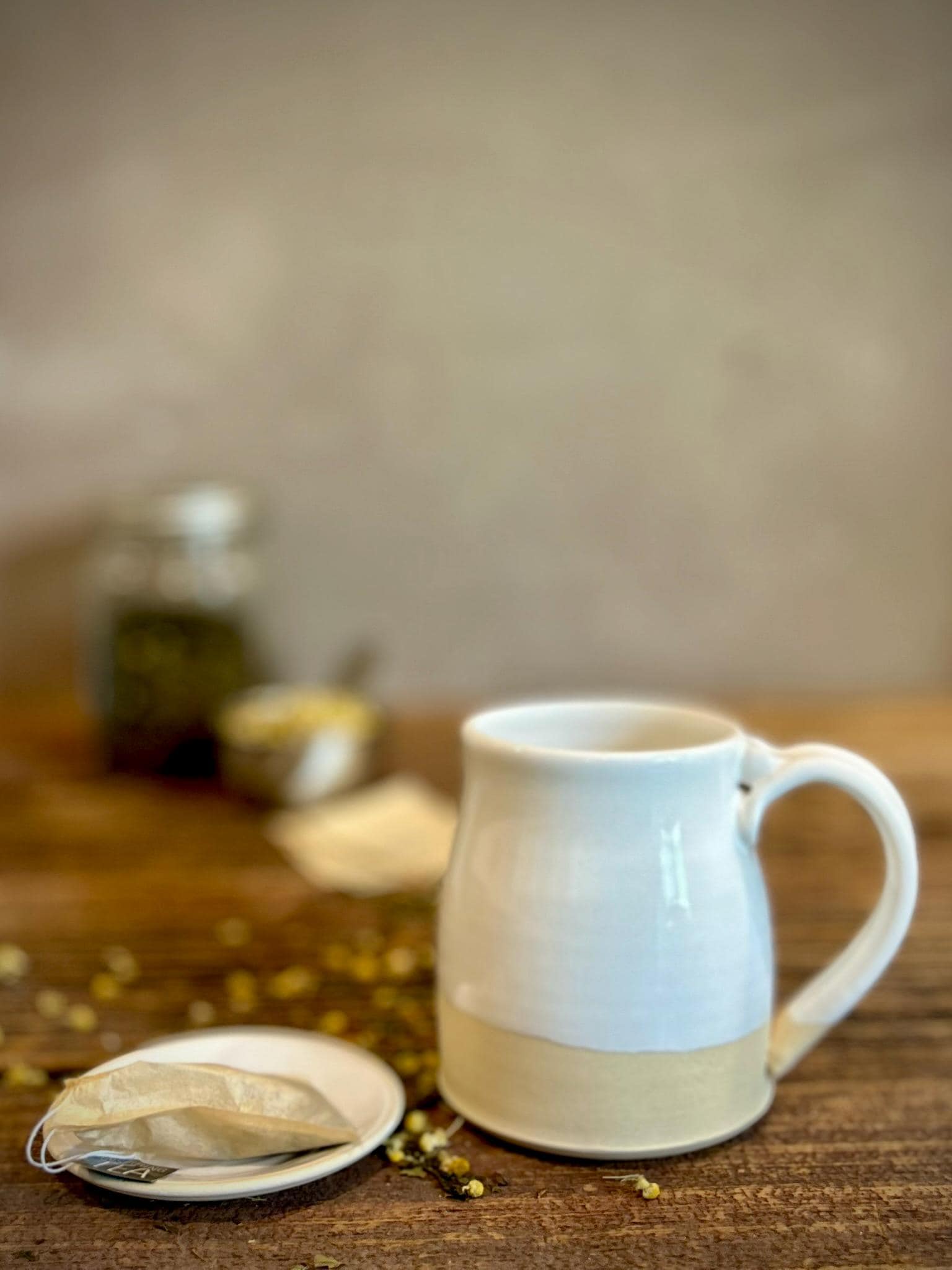 Handmade Ceramic Bell Mug with Multi-Use Lid Set | White Dove | Pottery Coffee Cup | Wheel Thrown