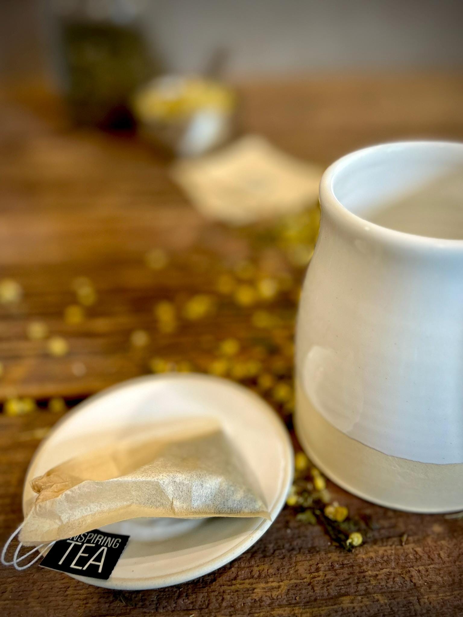 Handmade Ceramic Bell Mug with Multi-Use Lid Set | White Dove | Pottery Coffee Cup | Wheel Thrown