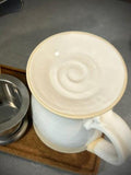 Handmade Ceramic Bell Mug with Multi-Use Lid Set | White Dove | Pottery Coffee Cup | Wheel Thrown
