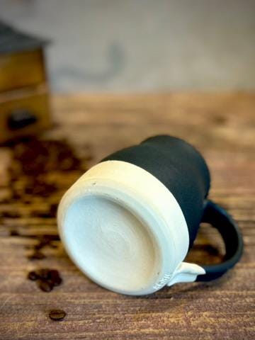 Handmade Ceramic Bell Mug with Multi-Use Lid Set | Blackstone | Pottery Coffee Cup | Wheel Thrown