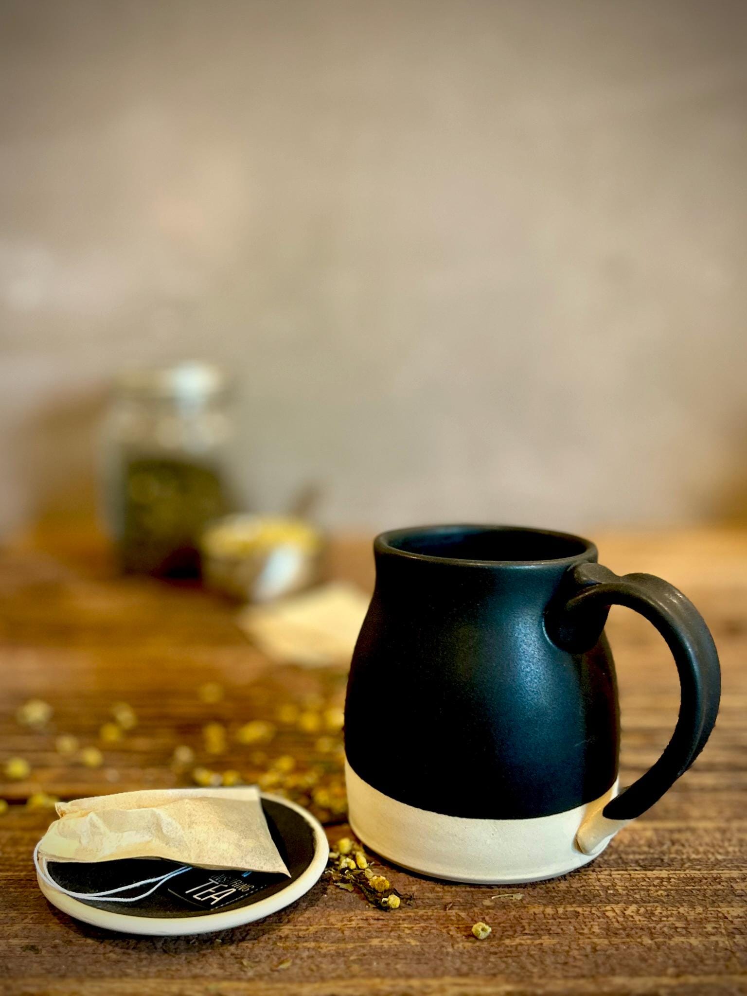 Handmade Ceramic Bell Mug with Multi-Use Lid Set | Blackstone | Pottery Coffee Cup | Wheel Thrown