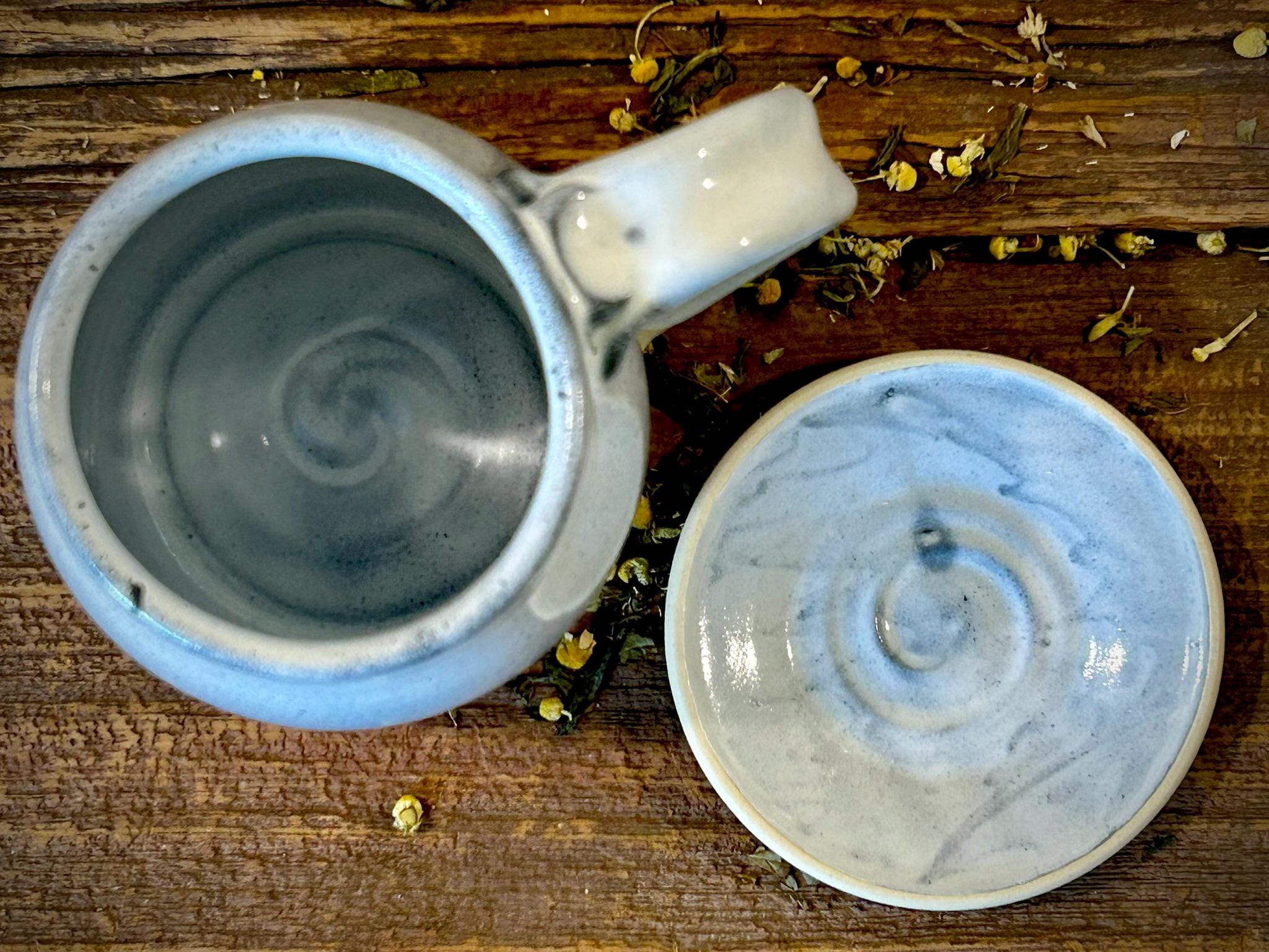 Handmade Ceramic Bell Mug with Multi-Use Lid Set | Linen Gray | Pottery Coffee Cup | Wheel Thrown
