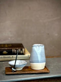 Handmade Ceramic Cream & Sugar SET | Linen Gray Artisan Stoneware Creamer, Sugar Bowl, Spoon and Tray SET | Pottery Coffee Bar Set
