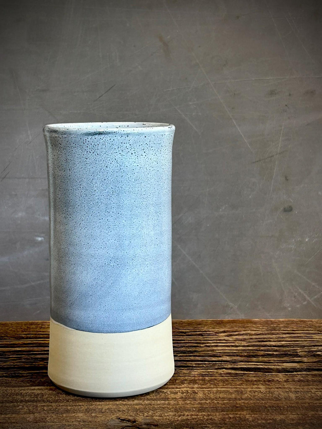 Handmade Ceramic Wine Chiller, Utensil Holder & Vase | Linen Gray Artisan Stoneware Kitchen Crock | Champagne Chiller
