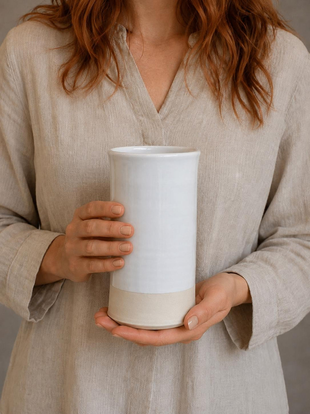 Handmade Ceramic Wine Chiller, Utensil Holder & Vase | White Dove Artisan Stoneware Kitchen Crock | Champagne Chiller