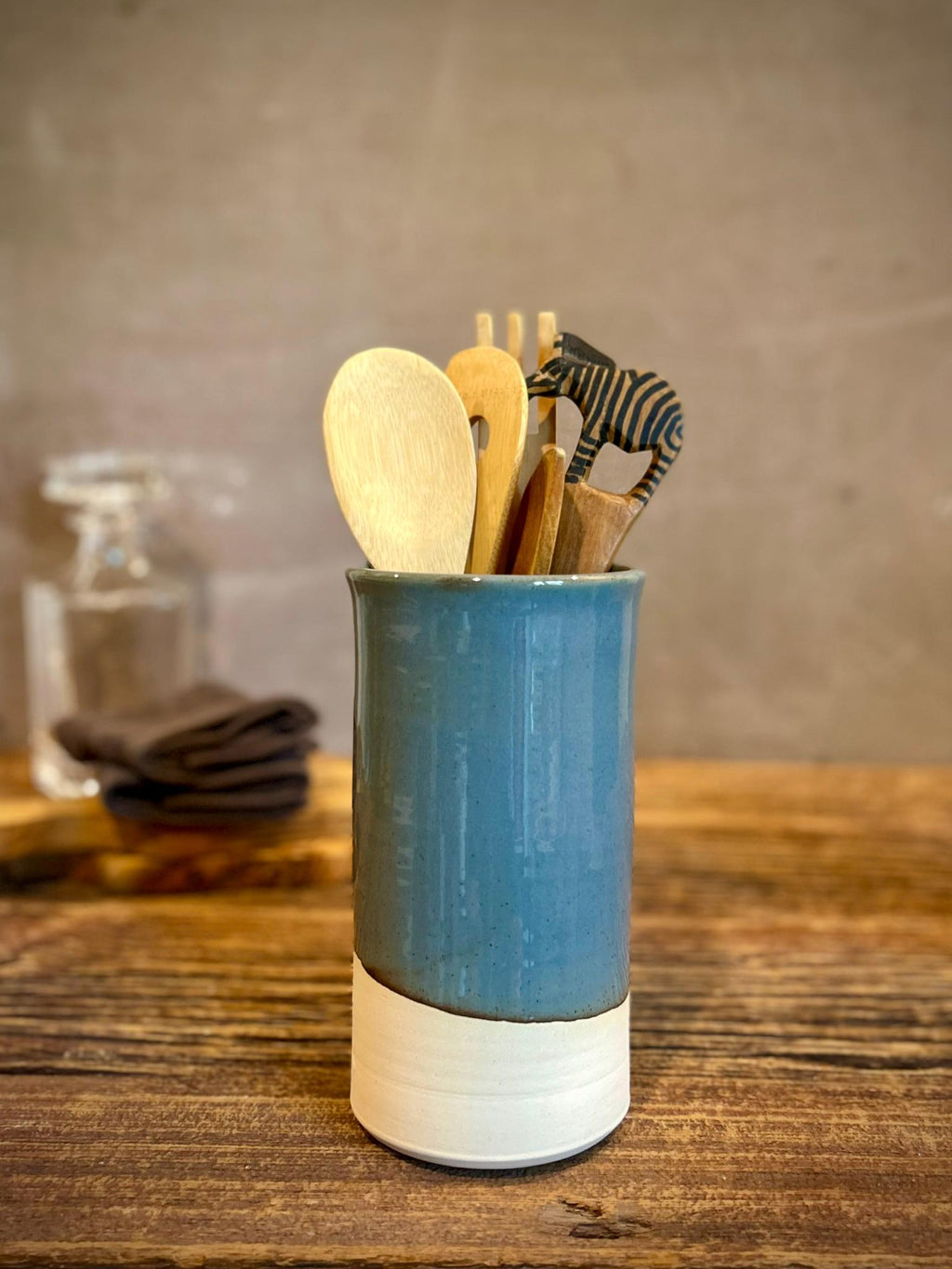 Handmade Ceramic Wine Chiller, Utensil Holder & Vase | Riverdrift Artisan Stoneware Kitchen Crock | Champagne Chiller