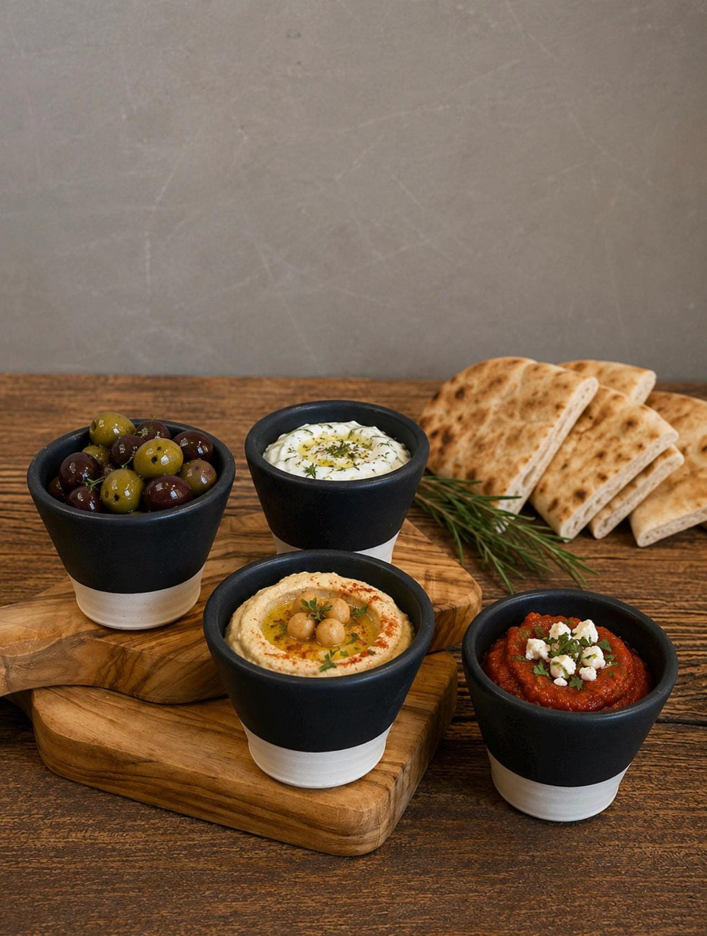 Handmade Ceramic Dip Bowls | Blackstone Stoneware Appetizer & Condiment Bowls | Hummus, Salsa, Olive Bowls | Available in Sets of 4, 6 or 8