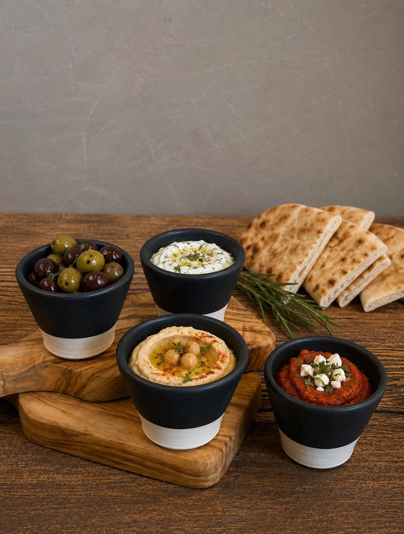 Handmade Ceramic Dip Bowls | Blackstone Stoneware Appetizer & Condiment Bowls | Hummus, Salsa, Olive Bowls | Available in Sets of 4, 6 or 8