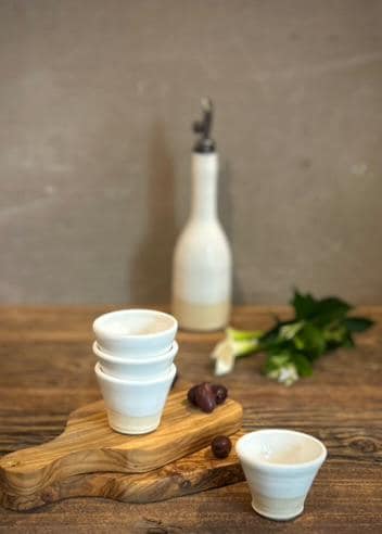 Handmade Ceramic Dip Bowls | White Dove Stoneware Appetizer & Condiment Bowls | Hummus, Salsa, Olive Bowls | Available in Sets of 4, 6 or 8