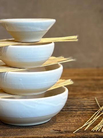 Handmade Ceramic Serving Bowl | White Dove Artisan Stoneware Bowl | Pasta, Soup, Salad, Ramen & Snack Bowl | Choose Your Size