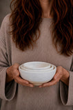 Handmade Ceramic Serving Bowl | White Dove Artisan Stoneware Bowl | Pasta, Soup, Salad, Ramen & Snack Bowl | Choose Your Size