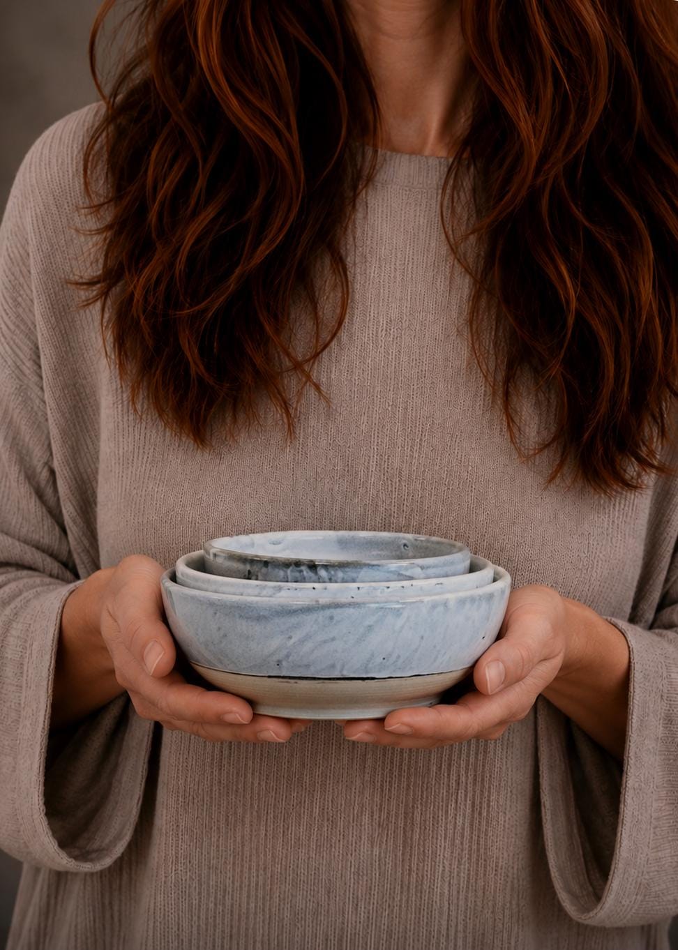 Handmade Ceramic Serving Bowl | Linen Gray Artisan Stoneware Bowl | Pasta, Soup, Salad, Ramen & Snack Bowl | Choose Your Size