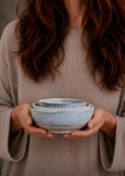 Handmade Ceramic Serving Bowl | Linen Gray Artisan Stoneware Bowl | Pasta, Soup, Salad, Ramen & Snack Bowl | Choose Your Size