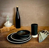 Handmade Ceramic Dinnerware Set | Blackstone Artisan Stoneware Dinner Set | Plate, Salad Plate, Bowl & Tumbler