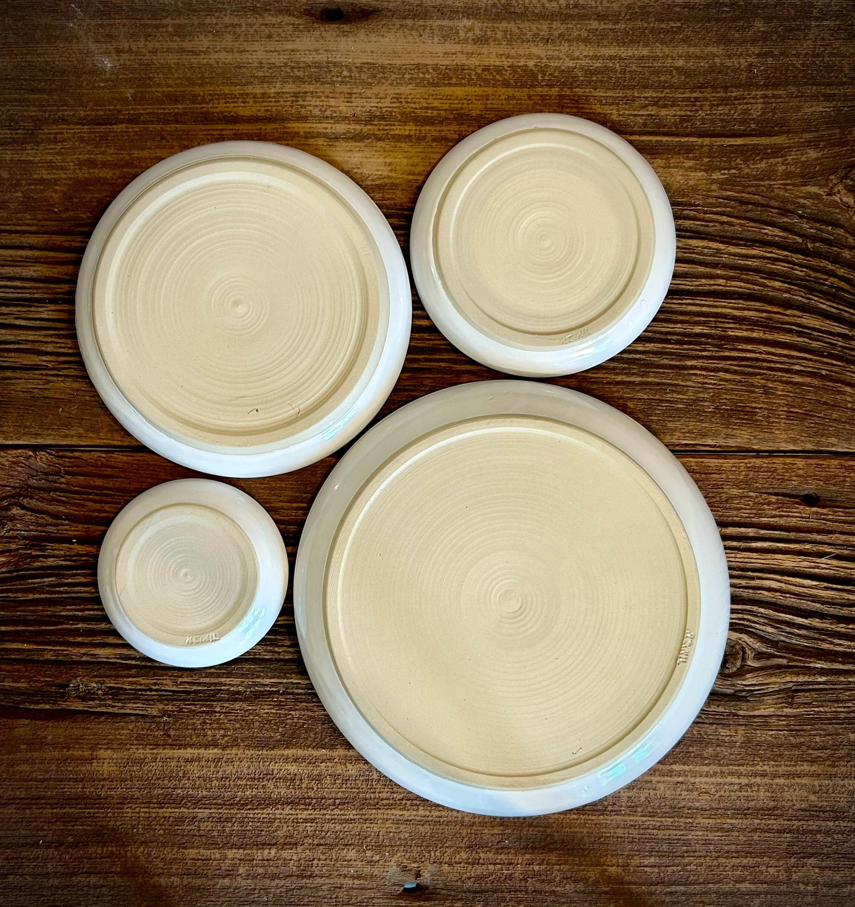 Handmade Ceramic Dinnerware Set | White Dove Artisan Stoneware Dinner Set | Plate, Salad Plate, Bowl & Tumbler