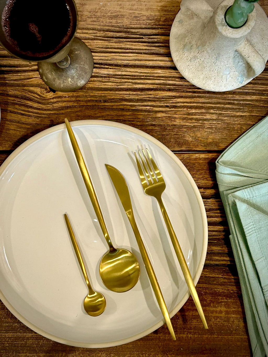 Handmade Ceramic Dinnerware Set | White Dove Artisan Stoneware Dinner Set | Plate, Salad Plate, Bowl & Tumbler
