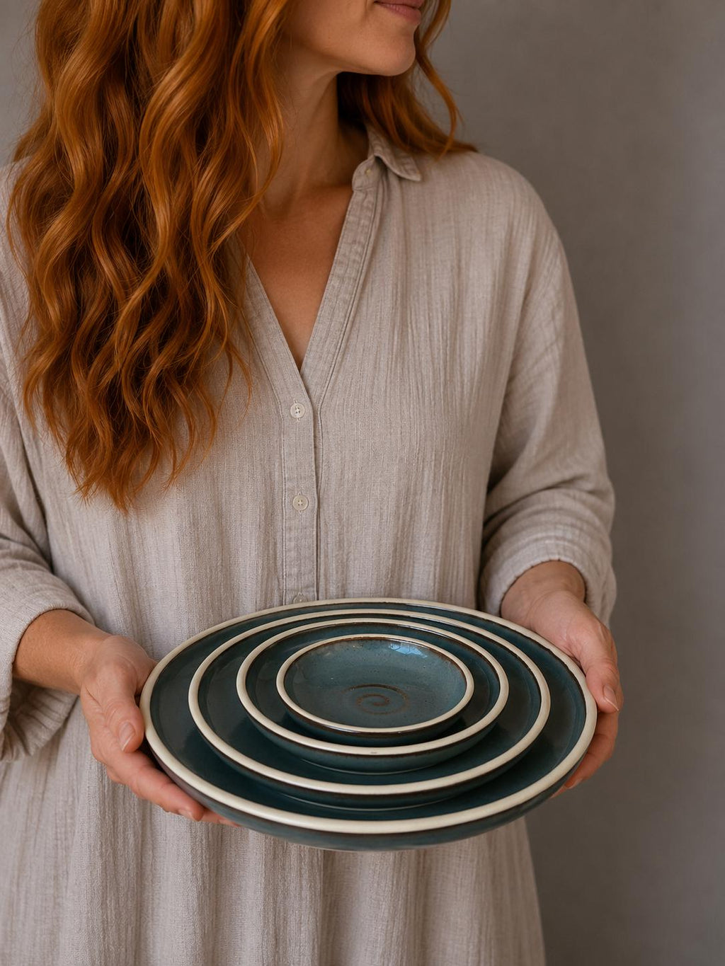 Handmade Ceramic Dinnerware Set | Riverdrift Artisan Stoneware Dinner Set | Plate, Salad Plate, Bowl & Tumbler