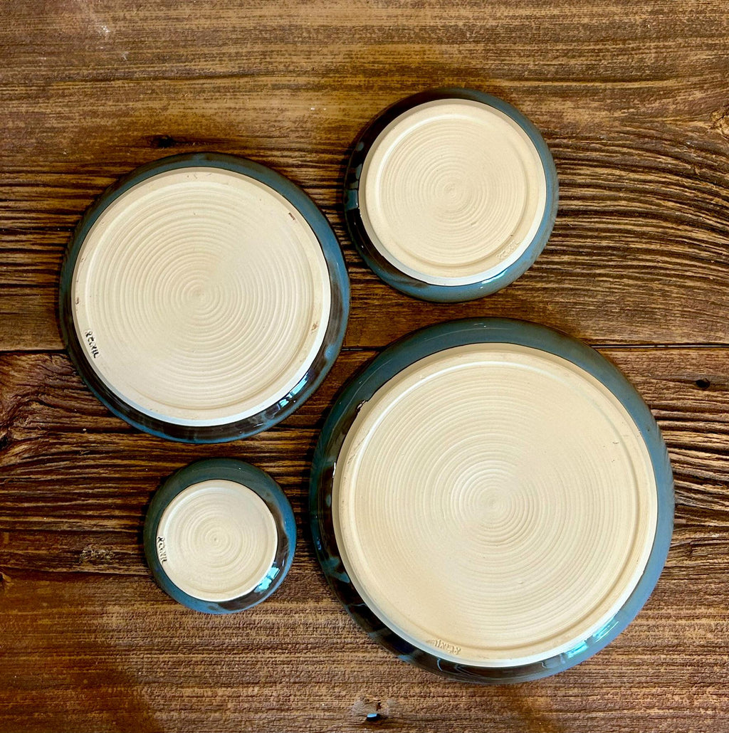 Handmade Ceramic Dinnerware Set | Riverdrift Artisan Stoneware Dinner Set | Plate, Salad Plate, Bowl & Tumbler