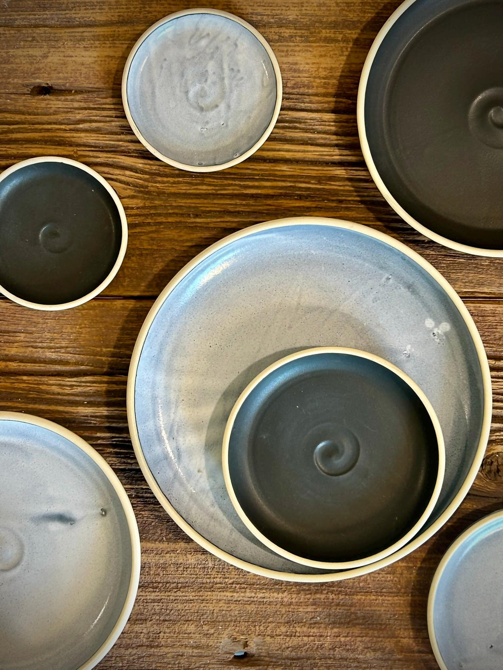 Handmade Ceramic Dinnerware Set | Linen Gray Artisan Stoneware Dinner Set | Plate, Salad Plate, Bowl & Tumbler