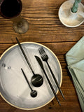 Handmade Ceramic Dinnerware Set | Linen Gray Artisan Stoneware Dinner Set | Plate, Salad Plate, Bowl & Tumbler