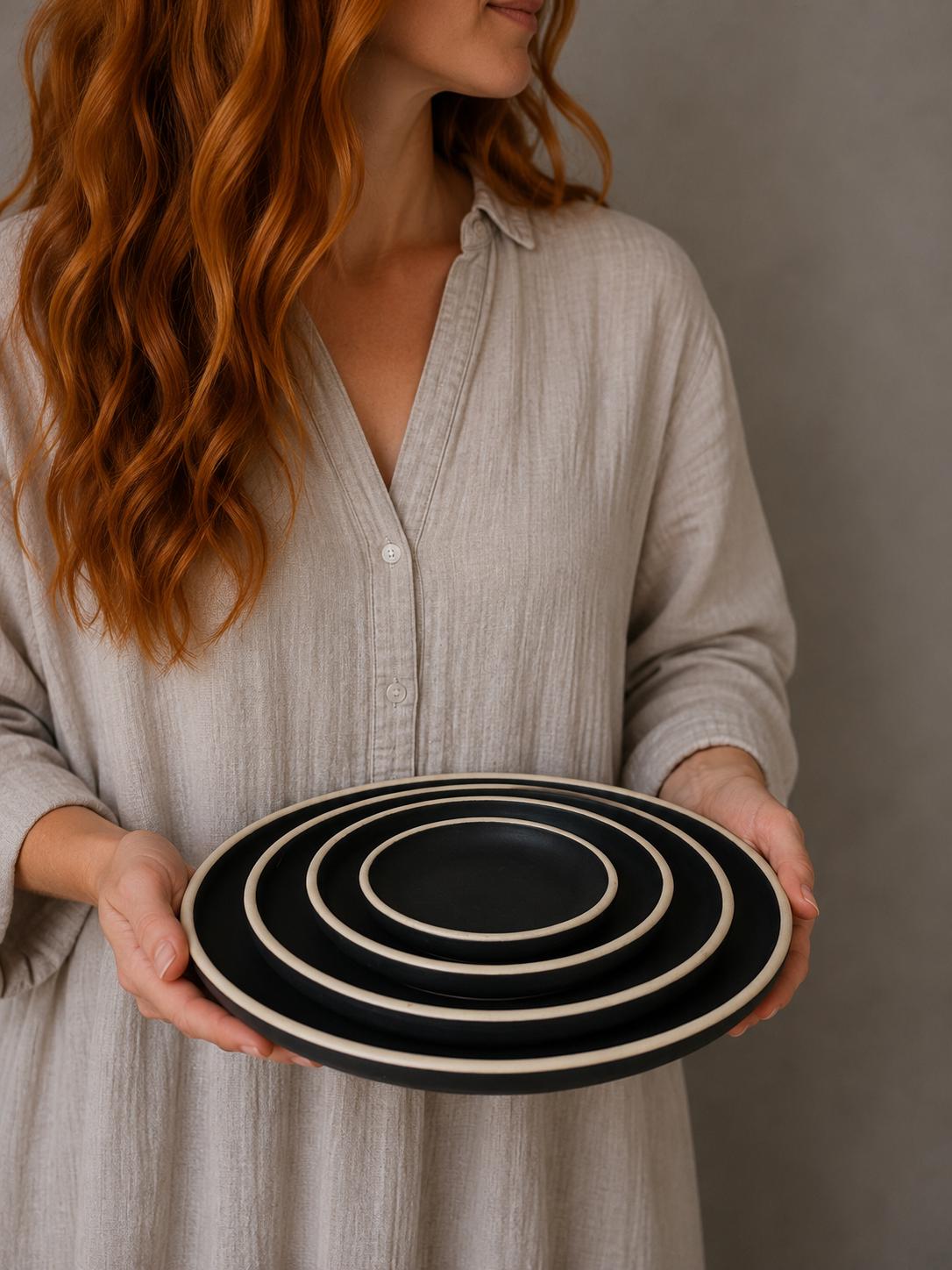 Handmade Ceramic Dinner Plates | Blackstone Artisan Stoneware Dinnerware | Pottery Appetizer, Salad, Lunch & Dinner Plate | Choose Your Size