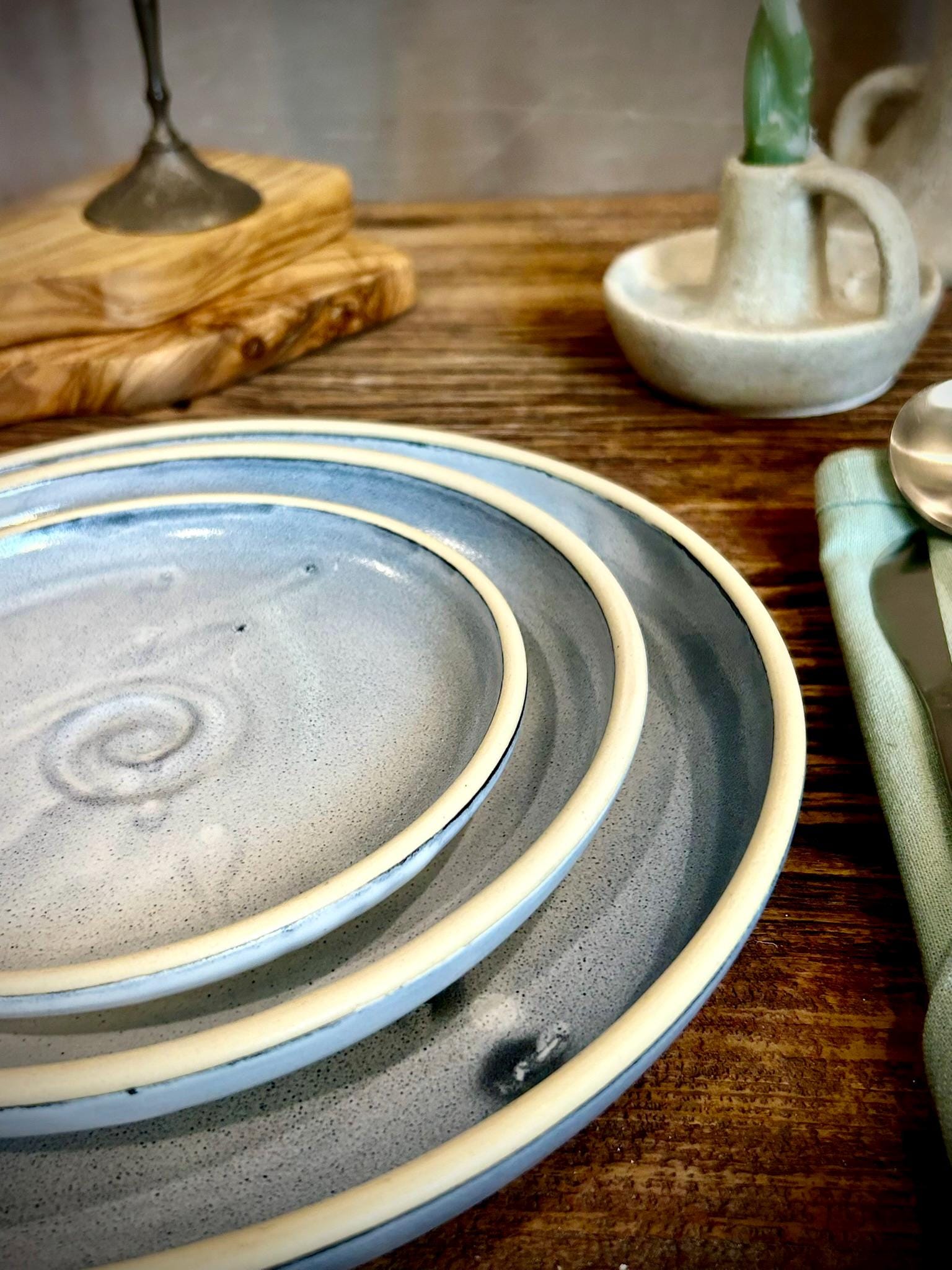 Handmade Ceramic Dinner Plates | Linen Gray Artisan Stoneware Dinnerware | Pottery Appetizer, Salad, Lunch & Dinner Plate | Choose Your Size