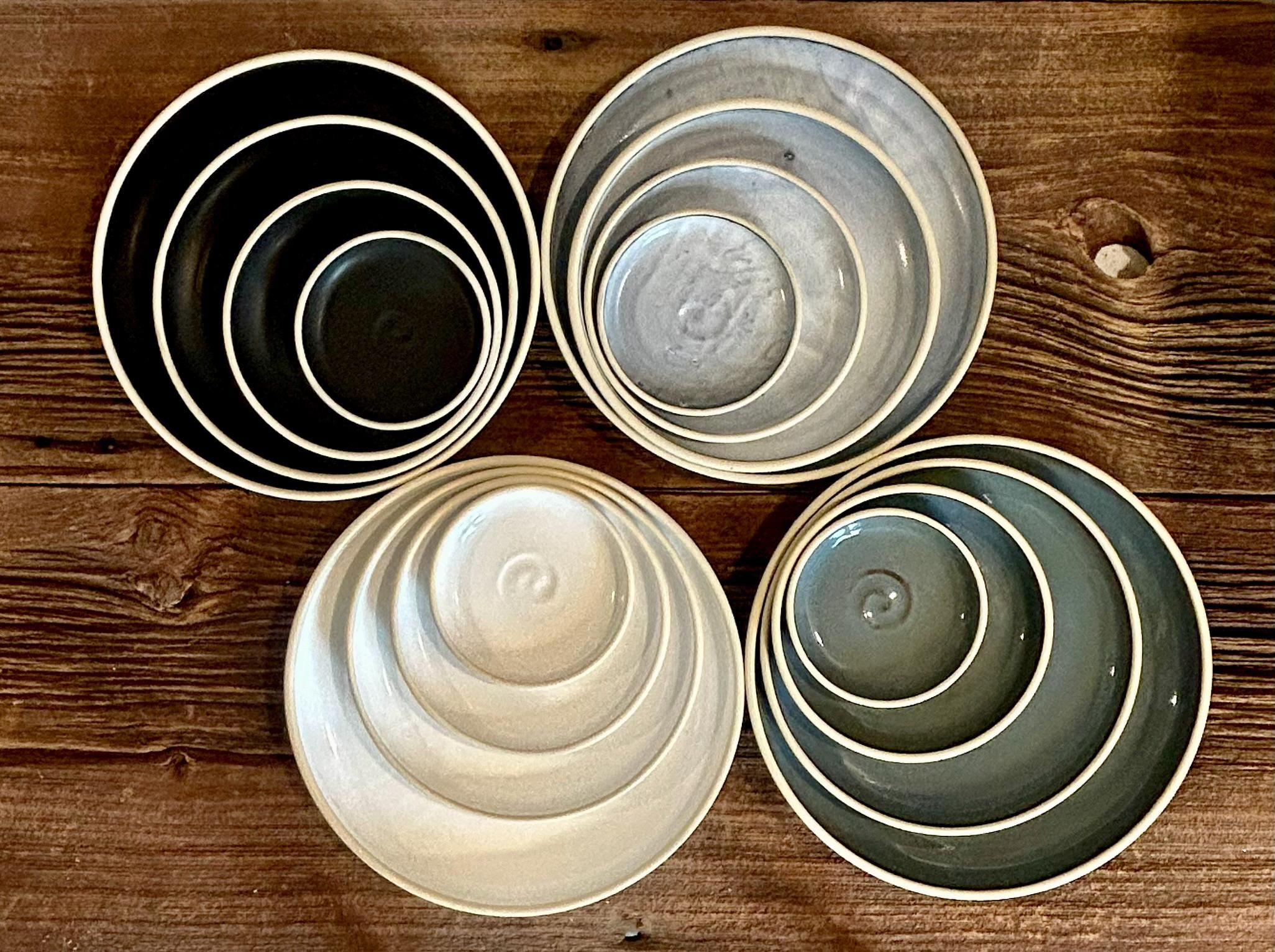 Handmade Ceramic Dinner Plates | Riverdrift Artisan Stoneware Dinnerware | Pottery Appetizer, Salad, Lunch & Dinner Plate | Choose Your Size