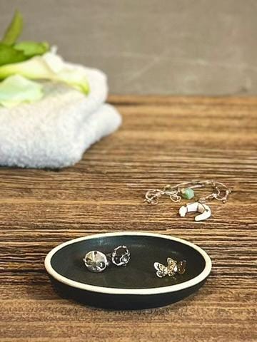 Handmade Ceramic Prep Plate Set | Blackstone Stoneware Artisan Condiment Plates | Olive Oil Dipping Plates | Available in Sets of 4, 6 or 8