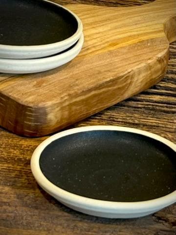 Handmade Ceramic Prep Plate Set | Blackstone Stoneware Artisan Condiment Plates | Olive Oil Dipping Plates | Available in Sets of 4, 6 or 8