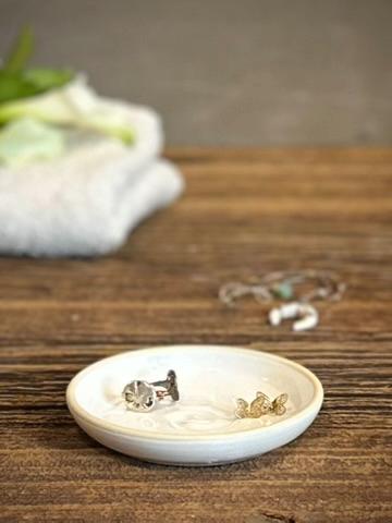 Handmade Ceramic Prep Plate Set | White Dove Stoneware Artisan Condiment Plates | Olive Oil Dipping Plates | Available in Sets of 4, 6 or 8