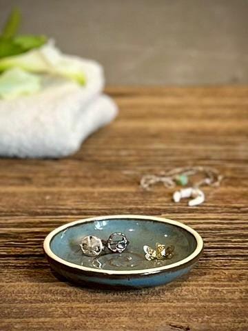 Handmade Ceramic Prep Plate Set | Riverdrift Stoneware Artisan Condiment Plates | Olive Oil Dipping Plates | Available in Sets of 4, 6 or 8