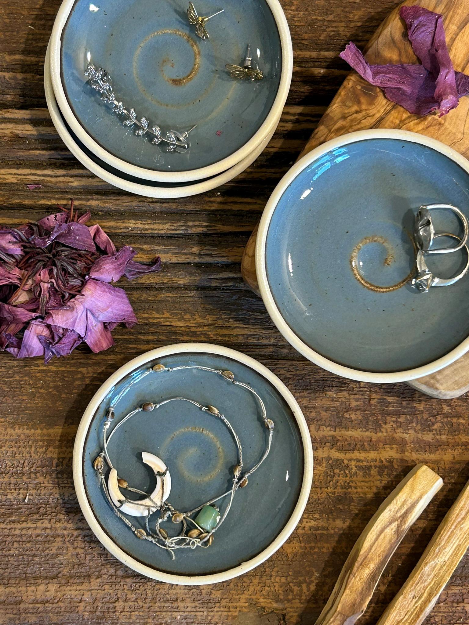 Handmade Ceramic Prep Plate Set | Riverdrift Stoneware Artisan Condiment Plates | Olive Oil Dipping Plates | Available in Sets of 4, 6 or 8