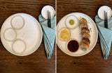 Handmade Ceramic Serving Plate SET | White Dove Large Serving Plate with 4 Prep Plates | Stoneware Appetizer & Charcuterie | Sushi | Mezze