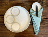 Handmade Ceramic Serving Plate SET | White Dove Large Serving Plate with 4 Prep Plates | Stoneware Appetizer & Charcuterie | Sushi | Mezze