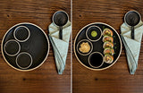 Handmade Ceramic Serving Plate SET | Blackstone Large Serving Plate with 4 Prep Plates | Stoneware Appetizer & Charcuterie | Sushi | Mezze