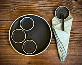 Handmade Ceramic Serving Plate SET | Blackstone Large Serving Plate with 4 Prep Plates | Stoneware Appetizer & Charcuterie | Sushi | Mezze