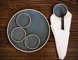 Handmade Ceramic Serving Plate SET | Riverdrift Large Serving Plate with 4 Prep Plates | Stoneware Appetizer & Charcuterie | Sushi | Mezze