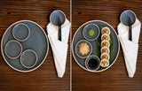 Handmade Ceramic Serving Plate SET | Riverdrift Large Serving Plate with 4 Prep Plates | Stoneware Appetizer & Charcuterie | Sushi | Mezze