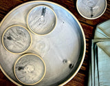 Handmade Ceramic Serving Plate SET | Linen Gray Large Serving Plate with 4 Prep Plates | Stoneware Appetizer & Charcuterie | Sushi | Mezze