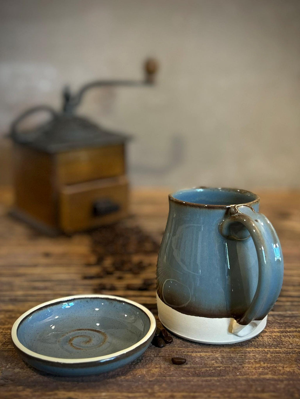 Riverdrift Blue Handmade Ceramic Stoneware Pottery Mug Bell Style