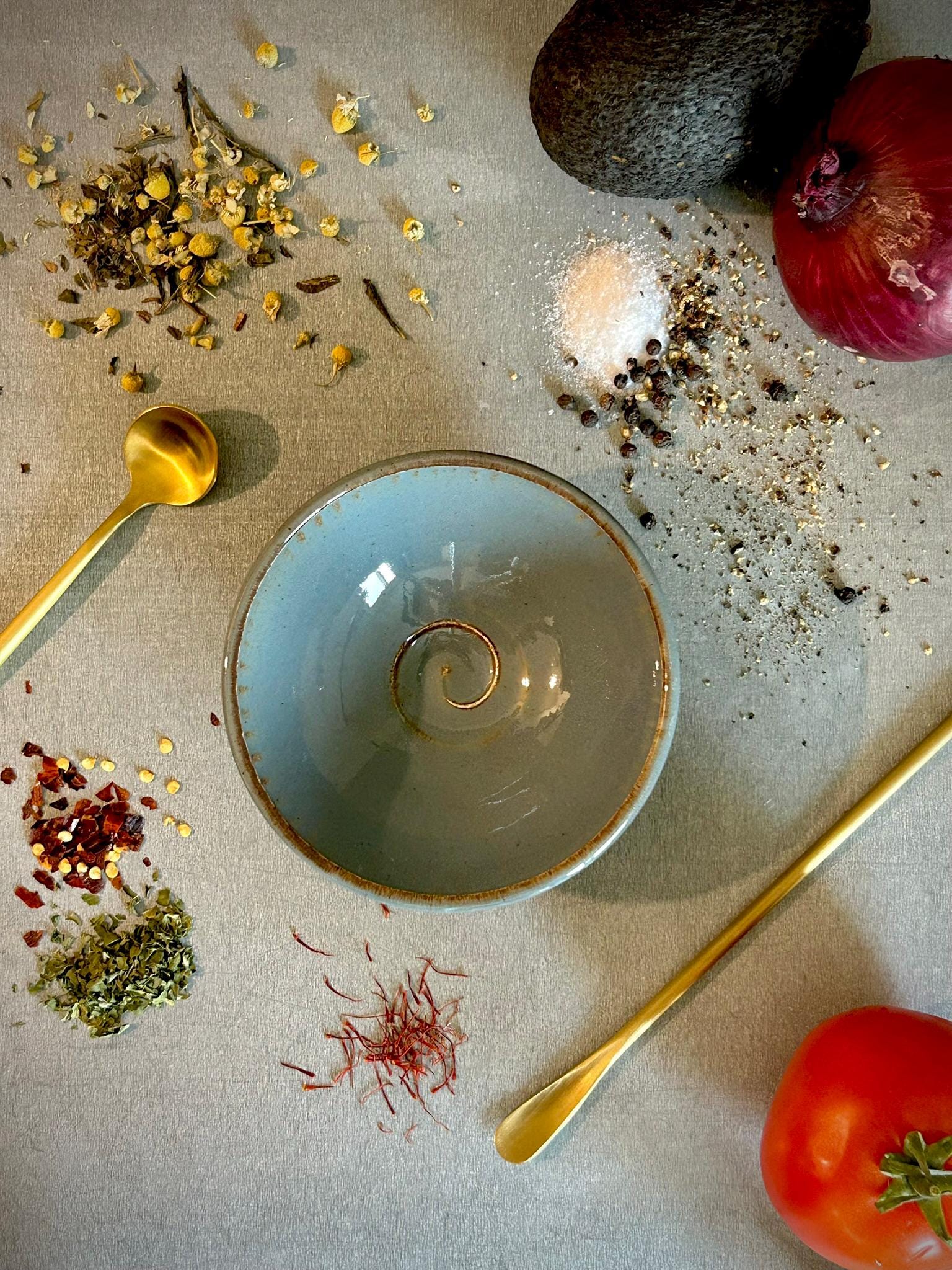 Handmade Ceramic Prep Bowl | River Drift Stoneware Mini Bowl | Pottery Pinch Bowl | Olive Oil Dipping Bowl | Condiment & Snack Bowl | Mezze