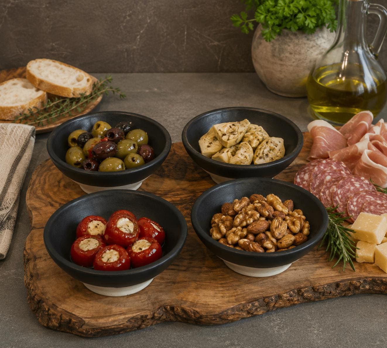 Handmade Ceramic Prep Bowl | Blackstone Stoneware Mini Bowl | Pottery Pinch Bowl | Olive Oil Dipping Bowl | Condiment & Snack Bowl | Mezze