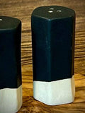 Handmade Ceramic Salt & Pepper Shaker Set | Blackstone Artisan Stoneware Salt and Pepper Shakers | Modern Farmhouse | Pottery Kitchen Gift