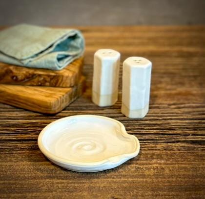 Handmade Ceramic Salt & Pepper Shaker Set | White Dove Artisan Stoneware Salt and Pepper Shakers | Modern Farmhouse | Pottery Kitchen Gift