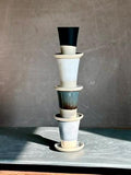 Handmade 4 oz Espresso Cup SET | Cup& Saucer | White Dove Tall Ceramic Demitasse SET | Stoneware Cortado Cup | Handmade Espresso Lover Gift